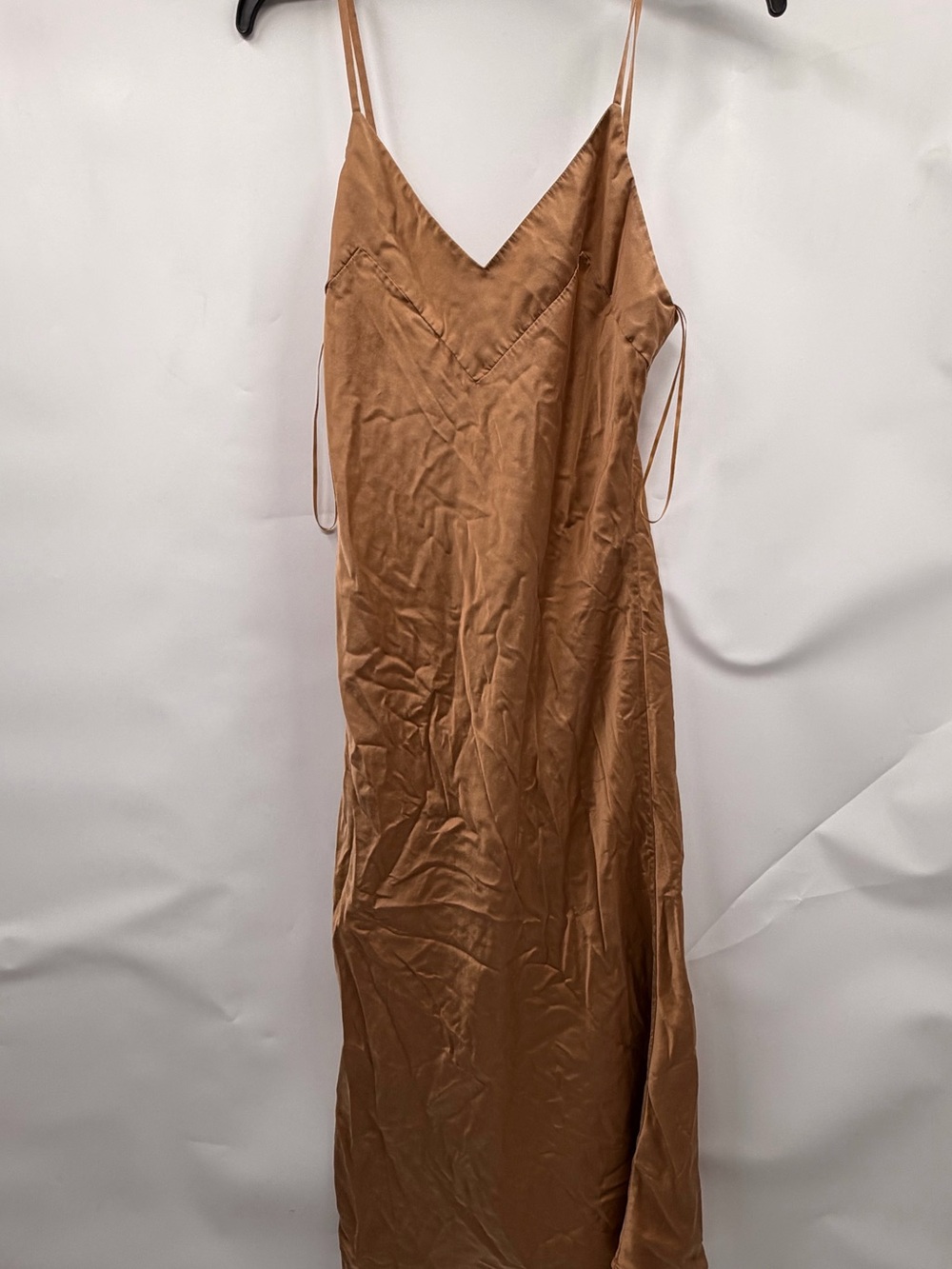 Ginia Satin Midi Slip Dress in Caramel women’s size medium